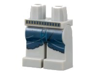LEGO part Hips and Legs with Dark Blue Mummy Wrappings Skirt and Gold Belt Pattern 970c00pb0074