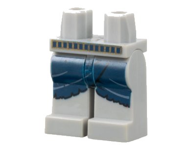 LEGO onderdeel Hips and Legs with Dark Blue Mummy Wrappings Skirt and Gold Belt Pattern (970c00pb0074)