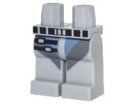 LEGO part Hips and Legs with Sand Blue and Dark Bluish Gray Straps, Black Belt and 2 Black Straps with Silver Buckles Pattern 970c00pb0701
