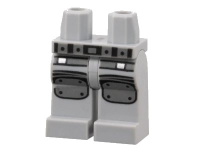 LEGO onderdeel Hips and Legs with Belt and Large Silver Knee Pads Pattern (970c00pb0719)