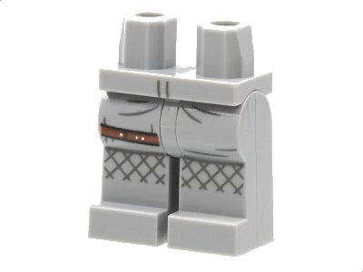 LEGO onderdeel Hips and Legs with Reddish Brown Strap, Dark Bluish Gray Mesh on Knees Pattern (970c00pb1285)