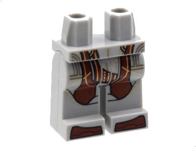 LEGO onderdeel Hips and Legs with Dark Red Robe End and Toes, Gold Trim Pattern (970c00pb1296)