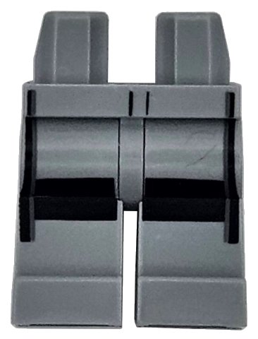 LEGO onderdeel Hips and Legs with Black Knee Pads and Dark Bluish Gray Stripes Pattern (970c00pb1617)