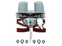 LEGO part Hips and White Legs with Dark Red Straps, Gray Fur, White Tail and White Claws Pattern 970c01pb21