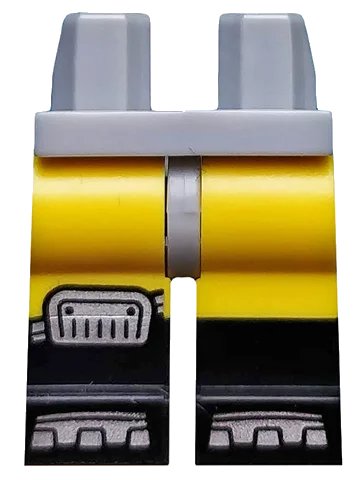 LEGO onderdeel Hips and Yellow Legs with Black Boots and Silver Knee Pad and Boot Tips Pattern (970c03pb38)