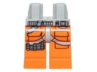 LEGO part Hips and Orange Legs with SW Pilot Pockets, 3 Bullets and Light Bluish Gray Belts Pattern 970c04pb04