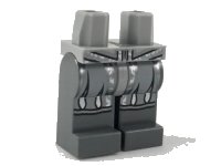 LEGO part Hips and Dark Bluish Gray Legs with Light Bluish Gray Robe Ends with Silver Trim Pattern 970c85pb22