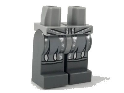 LEGO onderdeel Hips and Dark Bluish Gray Legs with Light Bluish Gray Robe Ends with Silver Trim Pattern (970c85pb22)