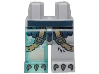 LEGO onderdeel Hips and 1 Light Bluish Gray Left Leg, 1 Trans-Light Blue Right Leg with Dark Blue Armor with Scales, Dark Tan Straps and Gray Talons Pattern (970d25pb01)