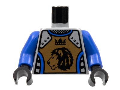 LEGO onderdeel Torso Castle Knights Kingdom II Lion with Crown Pattern / Blue-Violet Arms / Black Hands (973pb0346c01)