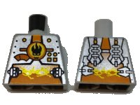 LEGO part Torso Agents Villain Magma Silver Front Panel Pattern 973pb0577