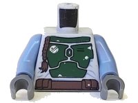 LEGO part Torso SW Mandalorian Armor Plates Dark Green Pattern (Boba Fett) / Sand Blue Arms / Dark Bluish Gray Hands 973pb0674c01