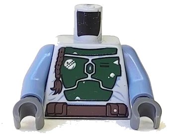 LEGO onderdeel Torso SW Mandalorian Armor Plates Dark Green Pattern (Boba Fett) / Sand Blue Arms / Dark Bluish Gray Hands (973pb0674c01)