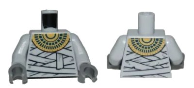 LEGO onderdeel Torso Pharaoh's Quest Mummy Wrappings and Gold Necklace Pattern / Light Bluish Gray Arms / Dark Bluish Gray Hands (973pb0780c01)