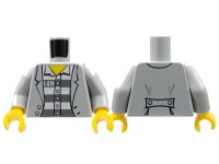 LEGO onderdeel Torso Town Prisoner Jacket over Shirt with Buttons and Dark Bluish Gray Prison Stripes Pattern / Light Bluish Gray Arms / Yellow Hands 973pb0798c01