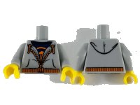 LEGO onderdeel Torso Jacket Hoodie with Orange Zipper, Drawstrings, and Waistband over Dark Blue T-Shirt Pattern / Light Bluish Gray Arms / Yellow Hands 973pb0843c01