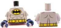 LEGO part Torso Batman Logo in Yellow Oval with Muscles and Yellow Belt Front and Back Pattern / Light Bluish Gray Arms / Dark Blue Hands 973pb1002c01