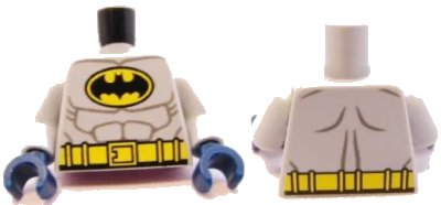 LEGO onderdeel Torso Batman Logo in Yellow Oval with Muscles and Yellow Belt Front and Back Pattern / Light Bluish Gray Arms / Dark Blue Hands (973pb1002c01)