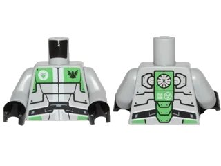 LEGO onderdeel Torso Galaxy Squad Robot with Wide Black Belt and Bright Green Plates Pattern / Light Bluish Gray Arms / Black Hands (973pb1264c01)