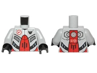 LEGO onderdeel Torso Galaxy Squad Robot with Red and Plack Plates, Radiator Pattern on Back / Light Bluish Gray Arms / Black Hands (973pb1265c01)