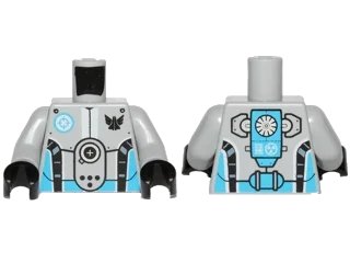 LEGO onderdeel Torso Galaxy Squad Robot with Dark Azure and Black Piping Pattern / Light Bluish Gray Arms / Black Hands (973pb1271c01)