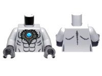 LEGO part Torso Bare Chest with Muscles Outline, Dark Bluish Gray Fur and Dark Azure Round Jewel (Chi) Pattern / Light Bluish Gray Arms / Dark Bluish Gray Hands 973pb1353c01