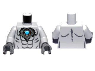 LEGO onderdeel Torso Bare Chest with Muscles Outline, Dark Bluish Gray Fur and Dark Azure Round Jewel (Chi) Pattern / Light Bluish Gray Arms / Dark Bluish Gray Hands (973pb1353c01)