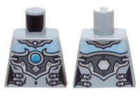 LEGO onderdeel Torso Chima Female Outline with Bright Light Blue Chest, Silver Armor and Buckles and Dark Azure Round Jewel (Chi) Pattern 973pb1628