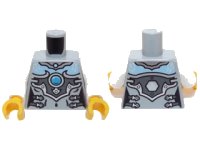 LEGO onderdeel Torso Chima Female Outline with Bright Light Blue Chest, Silver Armor and Buckles and Dark Azure Round Jewel (Chi) Pattern / White Arms / Yellow Hands 973pb1628c01