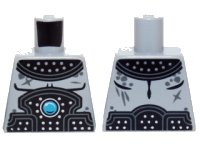 LEGO part Torso Chima Black Armor with Silver Circles and Blue Round Jewel (Chi) Pattern 973pb1637