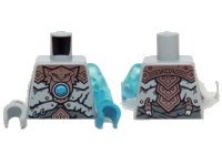 LEGO onderdeel Torso Copper Armor, Dark Azure Round Jewel (Chi) Pattern / Tr-Lt Blue Arm Left / White Arm Right / Dk Azure Hand Left / Lt Bluish Gray Hand Right 973pb1717c01