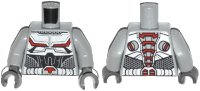 LEGO onderdeel Torso Armor with Black and Red Lines on Chest and Silver Belt with Red Buckle Pattern / Light Bluish Gray Arms / Dark Bluish Gray Hands 973pb1725c01