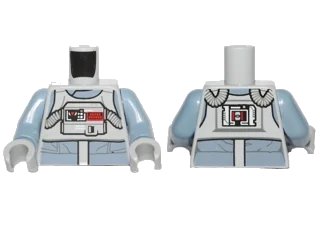 LEGO onderdeel Torso SW AT-AT Driver with Sand Blue Jumpsuit, Bib with Breathing Apparatus and Pipes on Back Pattern / Sand Blue Arms / Light Bluish Gray Hands (973pb1785c01)