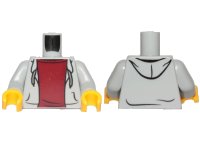 LEGO part Torso Hooded Sweatshirt Open with Drawstrings over Dark Red Top Pattern / Light Bluish Gray Arms / Yellow Hands 973pb2066c02