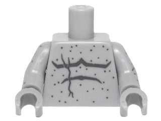 LEGO onderdeel Torso Bare Chest with Crack and Speckled Stone Pattern / Light Bluish Gray Arms with Speckled Stone Pattern / Light Bluish Gray Hands (973pb2117c01)