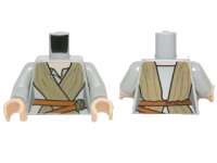 LEGO onderdeel Torso SW Female Outline, Open Neck Shirt, Dark Tan Tied Robe, Dark Orange Belt Pattern / Light Bluish Gray Arms / Light Nougat Hands 973pb2118c01