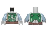 LEGO part Torso SW Mandalorian Armor Plates Dark Green Pattern Dual Sided, Small Emblem on Chest (Boba Fett) / Sand Blue Arms / Light Bluish Gray Hands 973pb2244c01