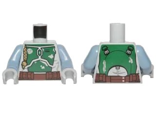 LEGO onderdeel Torso SW Mandalorian Armor Plates Dark Green Pattern Dual Sided, Small Emblem on Chest (Boba Fett) / Sand Blue Arms / Light Bluish Gray Hands (973pb2244c01)