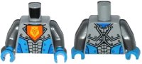 LEGO part Torso Nexo Knights Armor with Orange Emblem with Yellow Crowned Lion, Dark Azure Panels Pattern / Flat Silver Arms / Dark Azure Hands 973pb2256c01