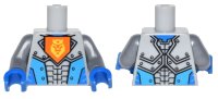 LEGO part Torso Nexo Knights Armor with Orange Emblem with Yellow Crowned Lion, Dark Azure Panels Pattern / Flat Silver Arms / Blue Hands 973pb2256c02