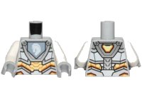 LEGO onderdeel Torso Nexo Knights Armor with Orange and Gold Circuitry and Emblem with White Horse Pattern / White Arms / Light Bluish Gray Hands 973pb2641c01