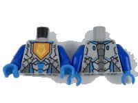 LEGO onderdeel Torso Nexo Knights Armor with Orange Emblem with Yellow Crowned Lion, Silver and Dark Azure Panels Pattern / Blue Arms / Dark Azure Hands 973pb3031c01