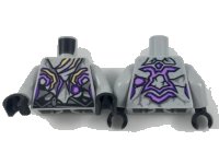 LEGO part Torso Female, Tattered Vest and Bandana, Purple and Yellow Streaks Pattern / Light Bluish Gray Arms / Black Hands 973pb3115c01