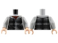LEGO part Torso Hoodie Plaid over Dark Red Shirt Pattern / Light Bluish Gray Arms / Light Nougat Hands 973pb3218c01