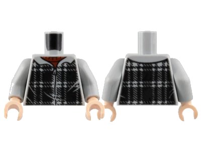 LEGO onderdeel Torso Hoodie Plaid over Dark Red Shirt Pattern / Light Bluish Gray Arms / Light Nougat Hands (973pb3218c01)