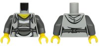 LEGO onderdeel Torso Female Hoodie with Laces over Dark Bluish Gray and White Striped Shirt, Belt with Bag Pattern / Dark Bluish Gray Arms / Yellow Hands 973pb3775c01