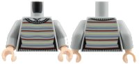 LEGO part Torso Harry Potter Sweater with Horizontal Lines Front and Back, Waist Trim, and White Collar Pattern / Light Bluish Gray Arms / Light Nougat Hands 973pb3921c01