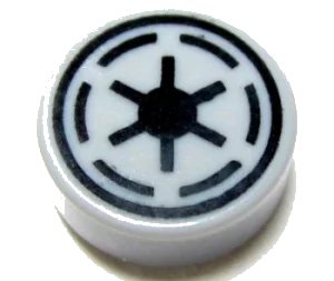 LEGO onderdeel Tile, Round 1 x 1 with SW Emblem of the Galactic Republic with 6 Spokes Pattern (98138pb020)