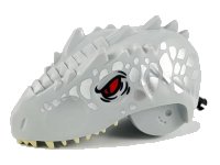 LEGO part Dinosaur Head Indominus rex/Giganotosaurus with Pin, Tan Teeth, Red Eyes and Silver Scales Pattern IRexHeadc01pb02