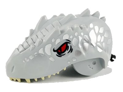 LEGO onderdeel Dinosaur Head Indominus rex/Giganotosaurus with Pin, Tan Teeth, Red Eyes and Silver Scales Pattern (IRexHeadc01pb02)